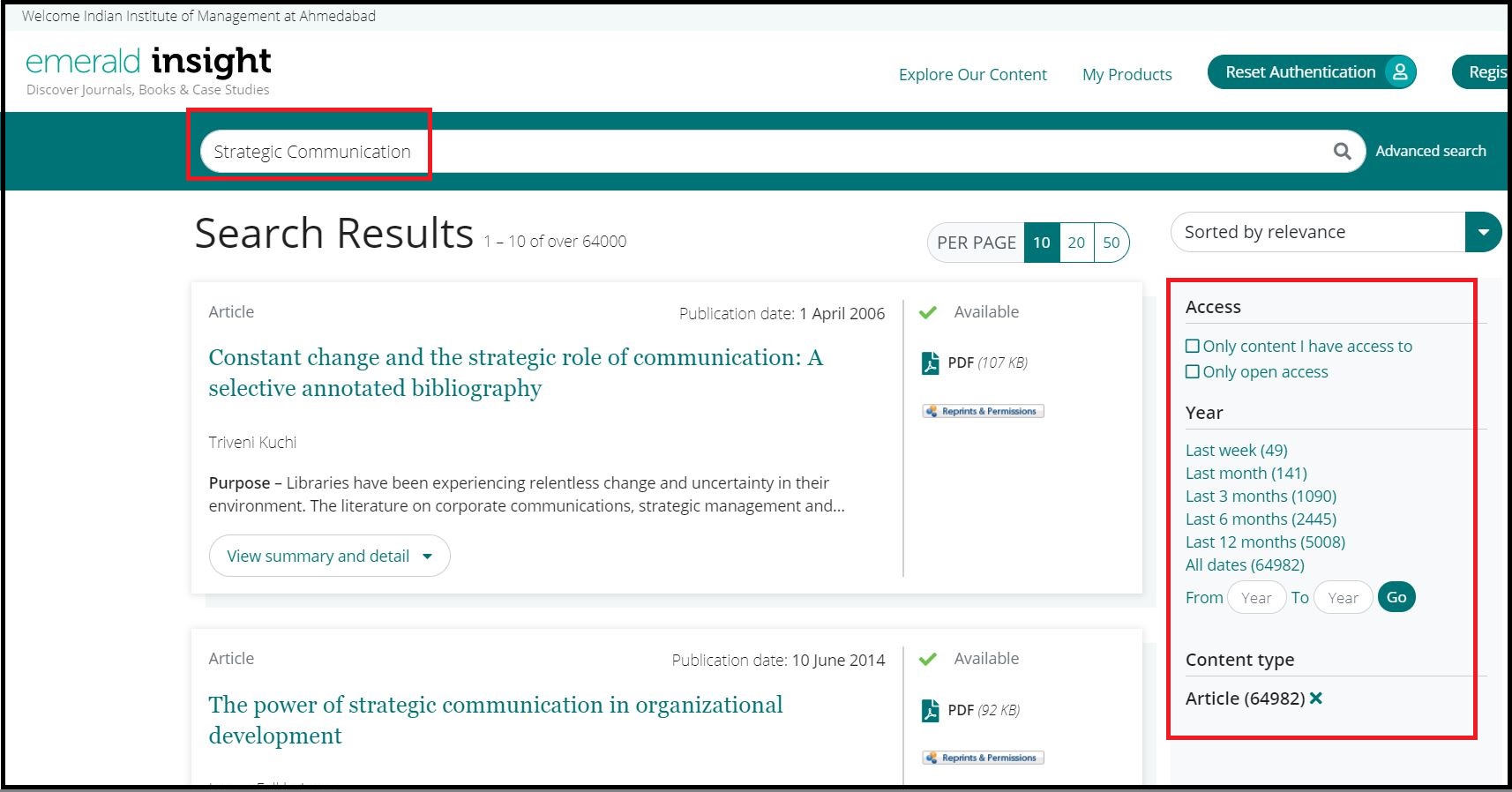 Open Emerald Insight then Search for Required Subject and Click on Required Content type