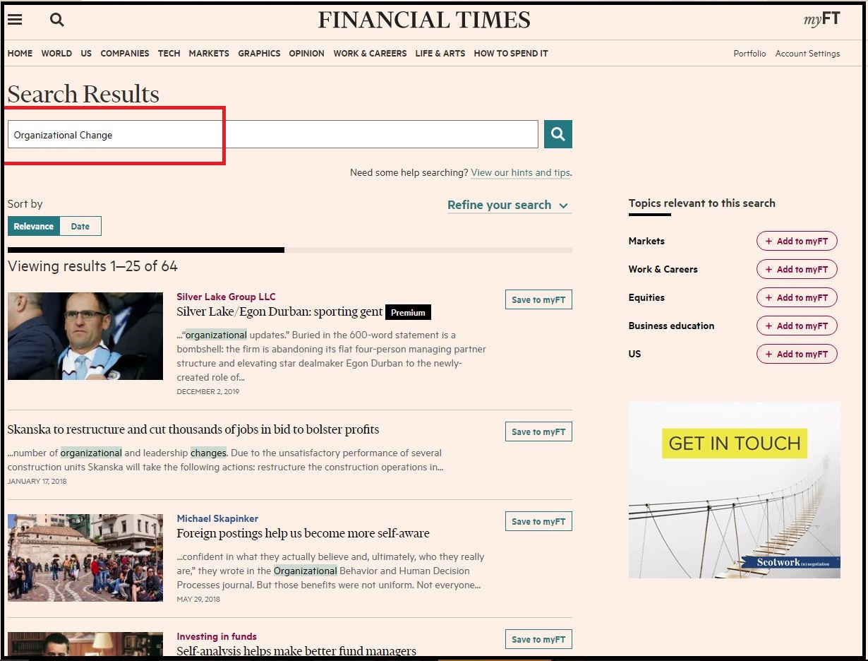 Open FinancialTimes.com then Search for Required Subject and Click on Required Information 