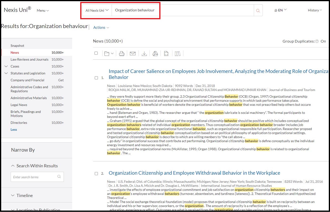 Open LexisNexis Academic then Search for Required Subjects and Narrow by Required Subjects 