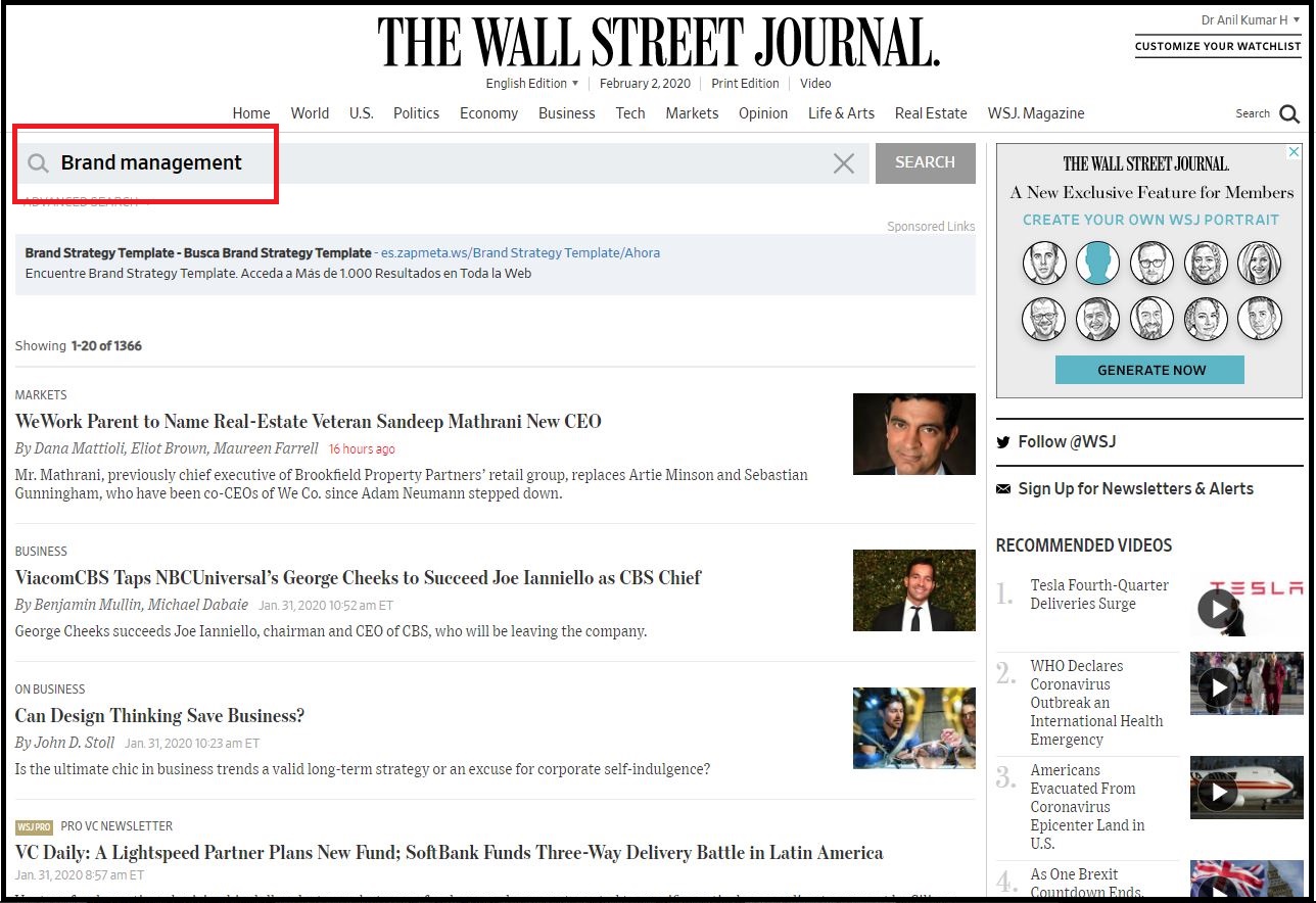 Open Wall Street Journal then Login with WSJ Credentials and Click on Economy 